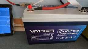 VATRER 12V 100Ah LiFePO4 1st full charge. Ready for action.  Off grid daily chores. DIY solar power!