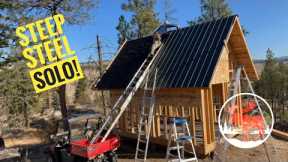 Best Way to Install a Metal Roof on an Off Grid Cabin...Alone.
