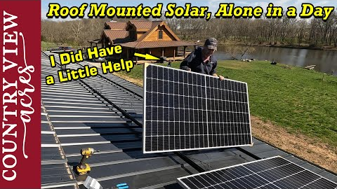Installing Solar Panels on our Workshop Roof.  Snap-N-Rack Roof Mount with 7.36 Kilowatts of Solar