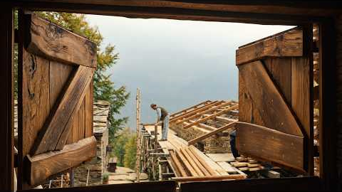 #230 First Rafters on the Roof